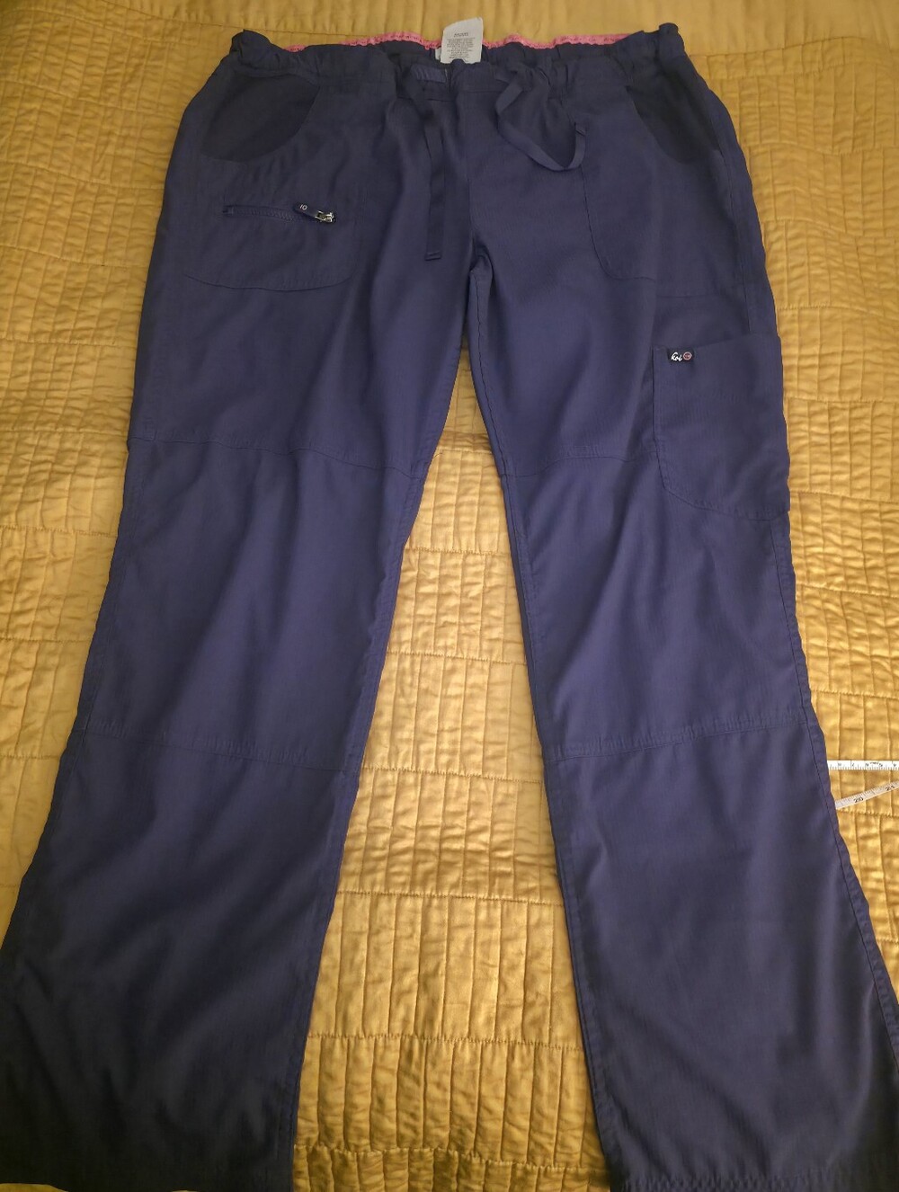 KOI Lite Peace Purple Cargo Scrub Pants, Size Lg